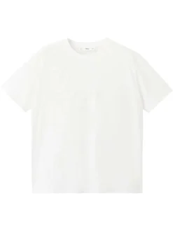 T-shirt en coton blanc uni avec une coupe droite et un col rond