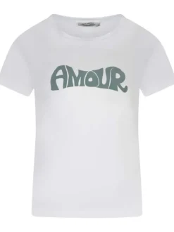 T-shirt en coton blanc uni avec une coupe droite et un col rond
