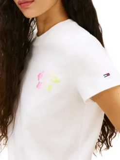 T-shirt en coton blanc uni avec une coupe droite et un col rond