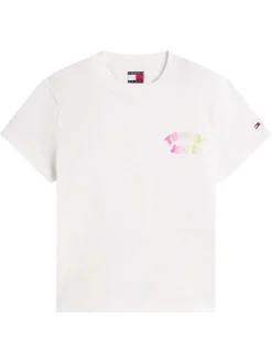 T-shirt en coton blanc uni avec une coupe droite et un col rond