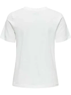 T-shirt en coton blanc uni avec une coupe droite et un col rond