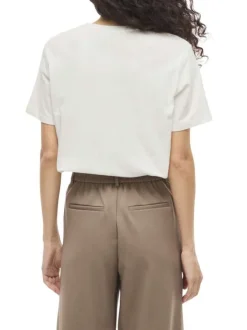 T-shirt en coton blanc uni avec une coupe droite et un col rond