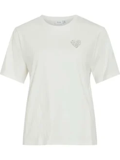 T-shirt en coton blanc uni avec une coupe droite et un col rond
