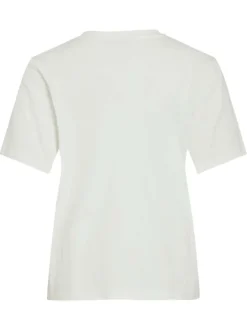 T-shirt en coton blanc uni avec une coupe droite et un col rond