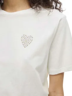 T-shirt en coton blanc uni avec une coupe droite et un col rond