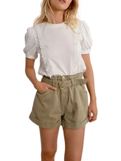 T-shirt en coton blanc uni avec une coupe droite et un col rond