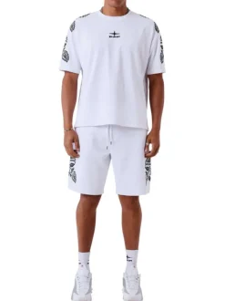 T-shirt en coton blanc uni avec une coupe droite et un col rond