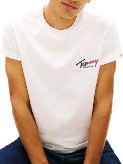 T-shirt en coton blanc uni avec une coupe droite et un col rond