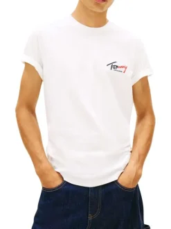 T-shirt en coton blanc uni avec une coupe droite et un col rond