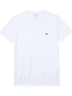 T-shirt en coton blanc uni avec une coupe droite et un col rond
