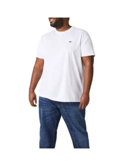 T-shirt en coton blanc uni avec une coupe droite et un col rond