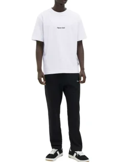 T-shirt en coton blanc uni avec une coupe droite et un col rond