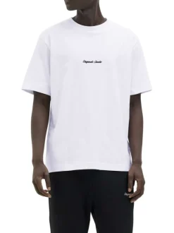 T-shirt en coton blanc uni avec une coupe droite et un col rond