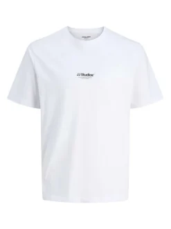 T-shirt en coton blanc uni avec une coupe droite et un col rond
