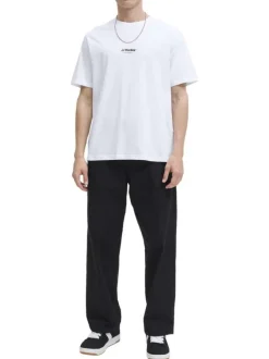 T-shirt en coton blanc uni avec une coupe droite et un col rond