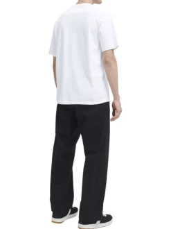 T-shirt en coton blanc uni avec une coupe droite et un col rond