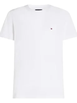 T-shirt en coton blanc uni avec une coupe droite et un col rond