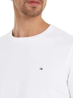 T-shirt en coton blanc uni avec une coupe droite et un col rond