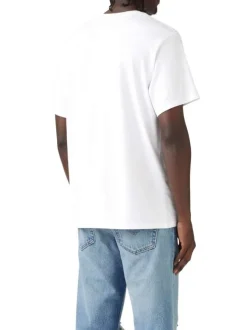 T-shirt en coton blanc uni avec une coupe droite et un col rond