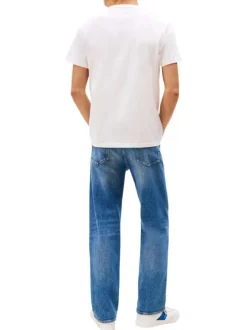 T-shirt en coton blanc uni avec une coupe droite et un col rond