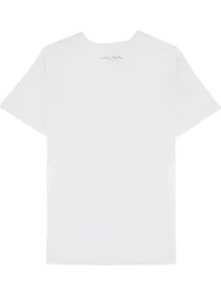 T-shirt en coton blanc uni avec une coupe droite et un col v