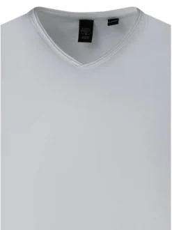 T-shirt en coton blanc uni avec une coupe droite et un col v