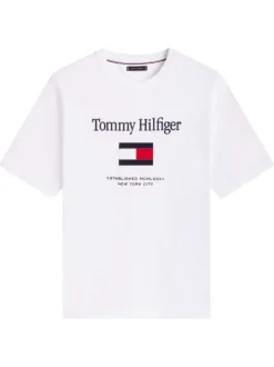 T-shirt en coton blanc uni avec une coupe droite et un grand logo