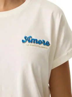 T-shirt en coton blanc uni avec une coupe droite et un logo brodé