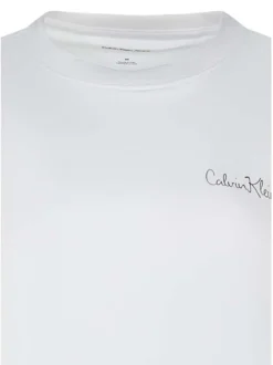 T-shirt en coton blanc uni avec une coupe droite et un logo imprimé