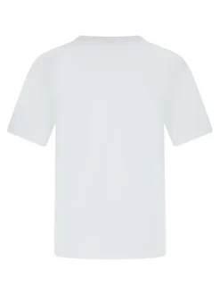 T-shirt en coton blanc uni avec une coupe droite et un logo imprimé