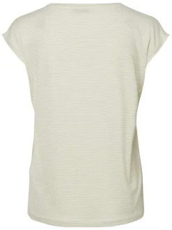 T-shirt en coton blanc uni avec une coupe droite, un col v et en lurex