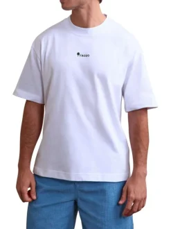 T-shirt en coton blanc uni avec une coupe oversize et un col rond