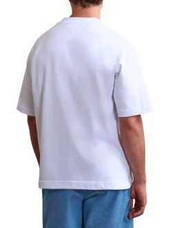 T-shirt en coton blanc uni avec une coupe oversize et un col rond