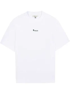T-shirt en coton blanc uni avec une coupe oversize et un col rond