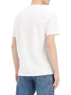 T-shirt en coton blanc uni avec une coupe regular fit et une poche plaquée