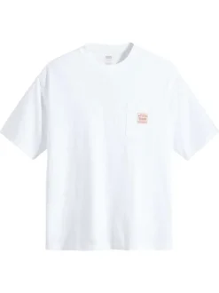 T-shirt en coton blanc uni avec une coupe regular fit et une poche plaquée