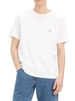 T-shirt en coton blanc uni avec une coupe regular fit et une poche plaquée