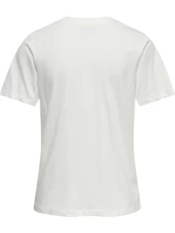 T-shirt en coton blanc uni à col rond avec un petit cœur brodé à la poitrine