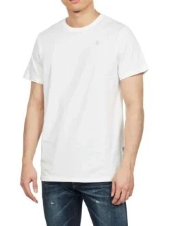 T-shirt en coton blanc uni à coupe droite avec le logo en petit à la poitrine