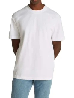 T-shirt en coton blanc uni à coupe oversize avec un imprimé logo à l'arrière