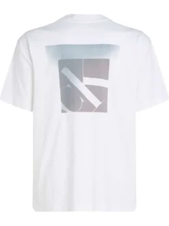 T-shirt en coton blanc uni à coupe oversize avec un imprimé logo à l'arrière