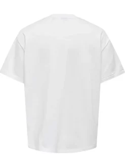 T-shirt en coton blanc uni épais avec une coupe très oversize et un col rond