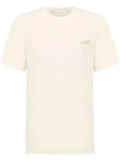 T-shirt en coton blanc uni pourvu de manches courtes et d'une coupe droite