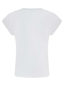 T-shirt en coton blanc uni pourvu d'un col en V et des manches courtes