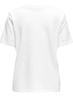 T-shirt en coton blanc uni pourvu d'un col rond et de manches courtes