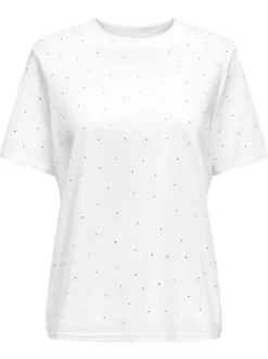 T-shirt en coton blanc uni pourvu d'un col rond et de manches courtes