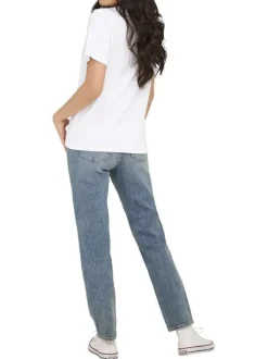 T-shirt en coton blanc uni pourvu d'un col rond et de manches courtes