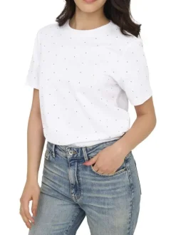T-shirt en coton blanc uni pourvu d'un col rond et de manches courtes