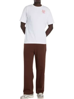 T-shirt en coton blanc uni pourvu d'un col rond et de manches courtes
