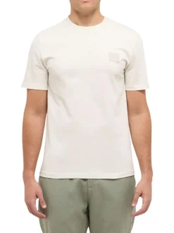 T-shirt en coton blanc uni pourvu d'un col rond et de manches courtes